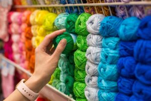 selection of colorful yarn wool on shopfront clos 2022 08 01 04 59 29 utc