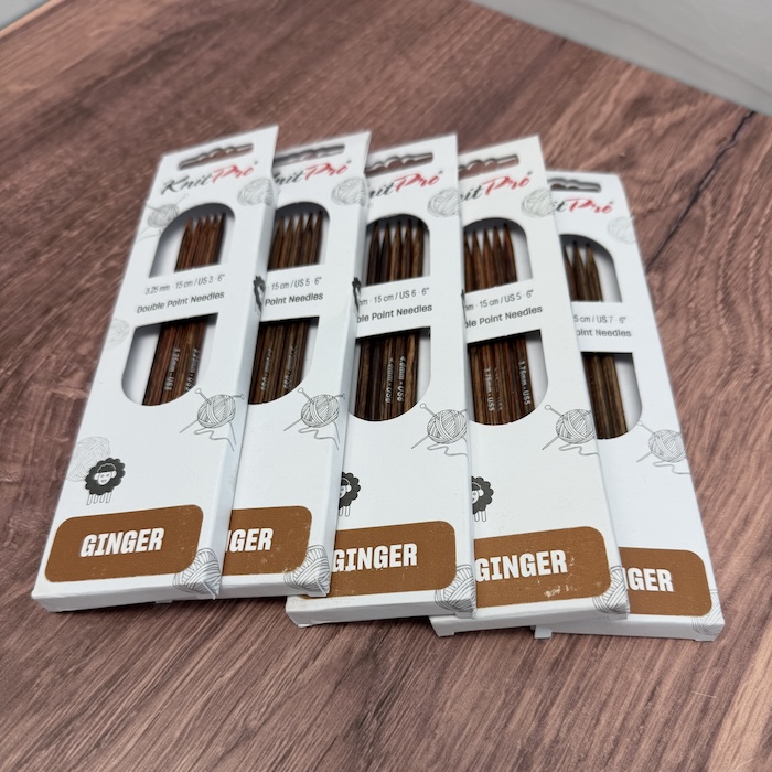 Knit Pro Ginger 6 Inch Double Point Needles Sold at Fearless Fibers, LLC
