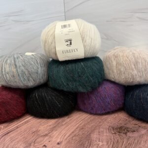 Assorted Juniper Moon Farm Firefly brushed worsted/aran weight yarn balls.